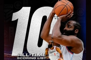 大哥三弟情谊恒久远！杜兰特祝贺哈登跻身NBA得分榜前十：传奇